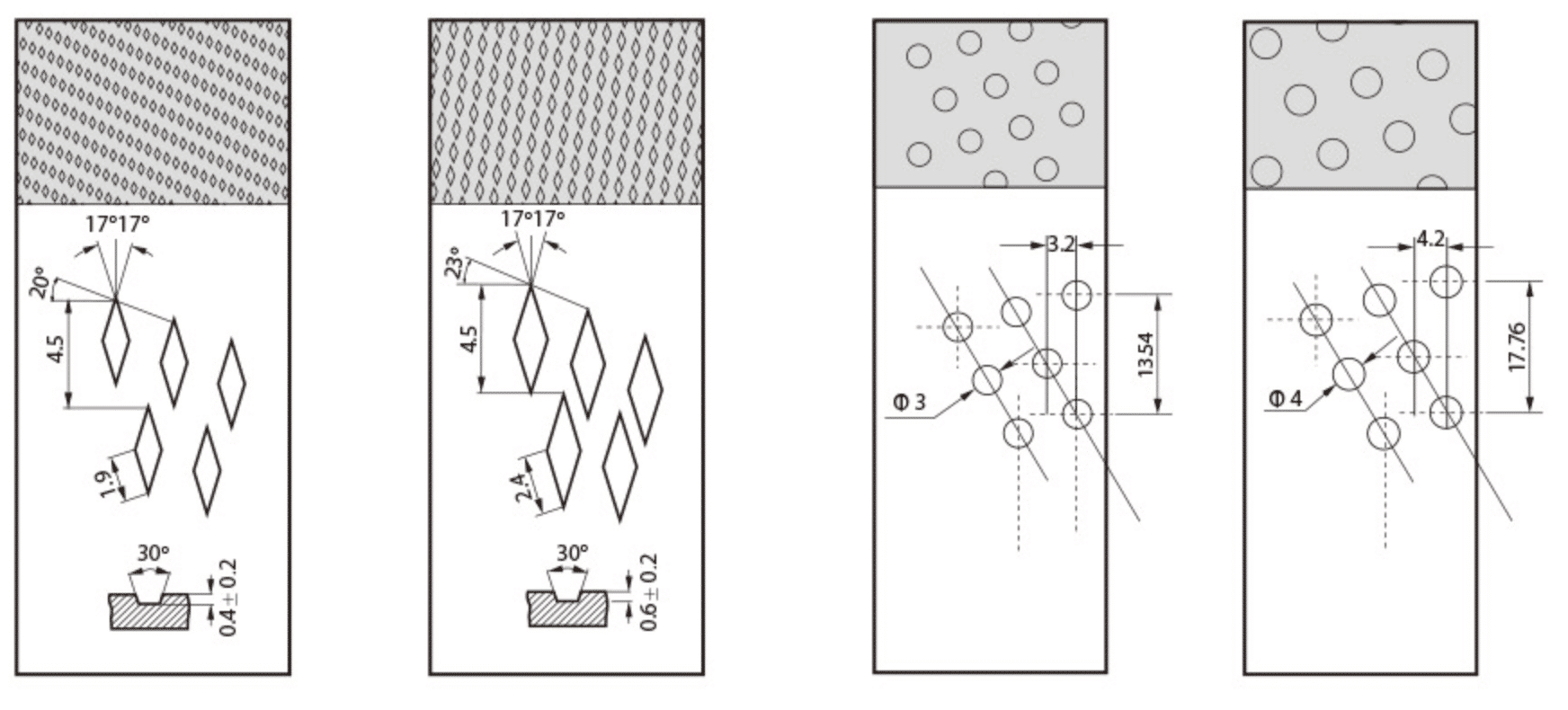 bronze bushing Diamond Indentations oil holes