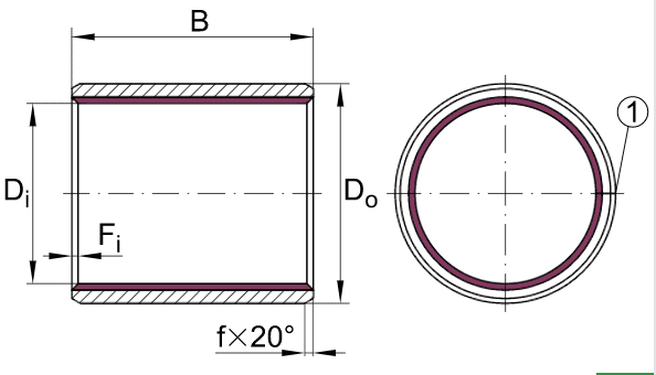 bushes, low-maintenance, with steel backing PTFE BUSHES PTFE sliding bushing dimension