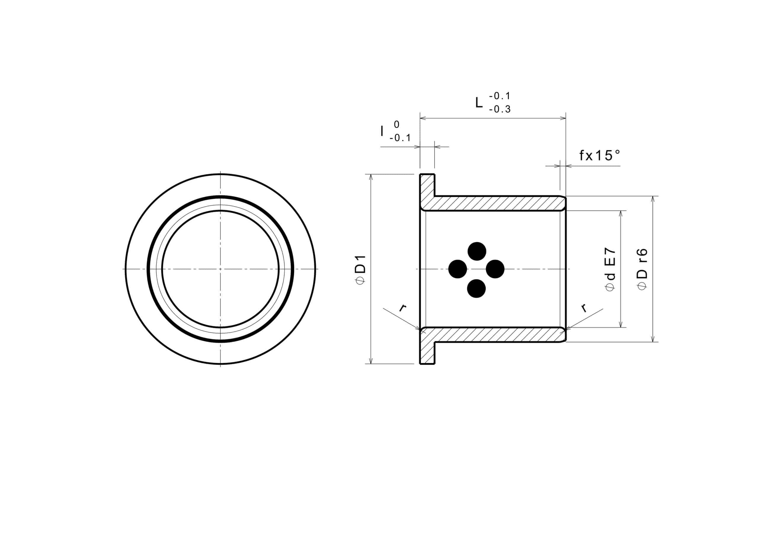flange graphite bushing size self-lubricating guide bushes dimension