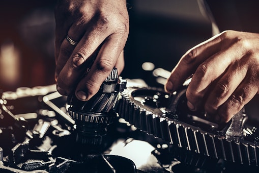 Continuously variable transmission metal parts close-up Metal bearings replacement