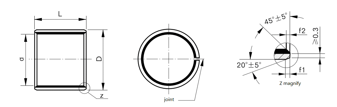 Metal-Polymer Bearings Bushing 9 Slit Cylinders Bushing