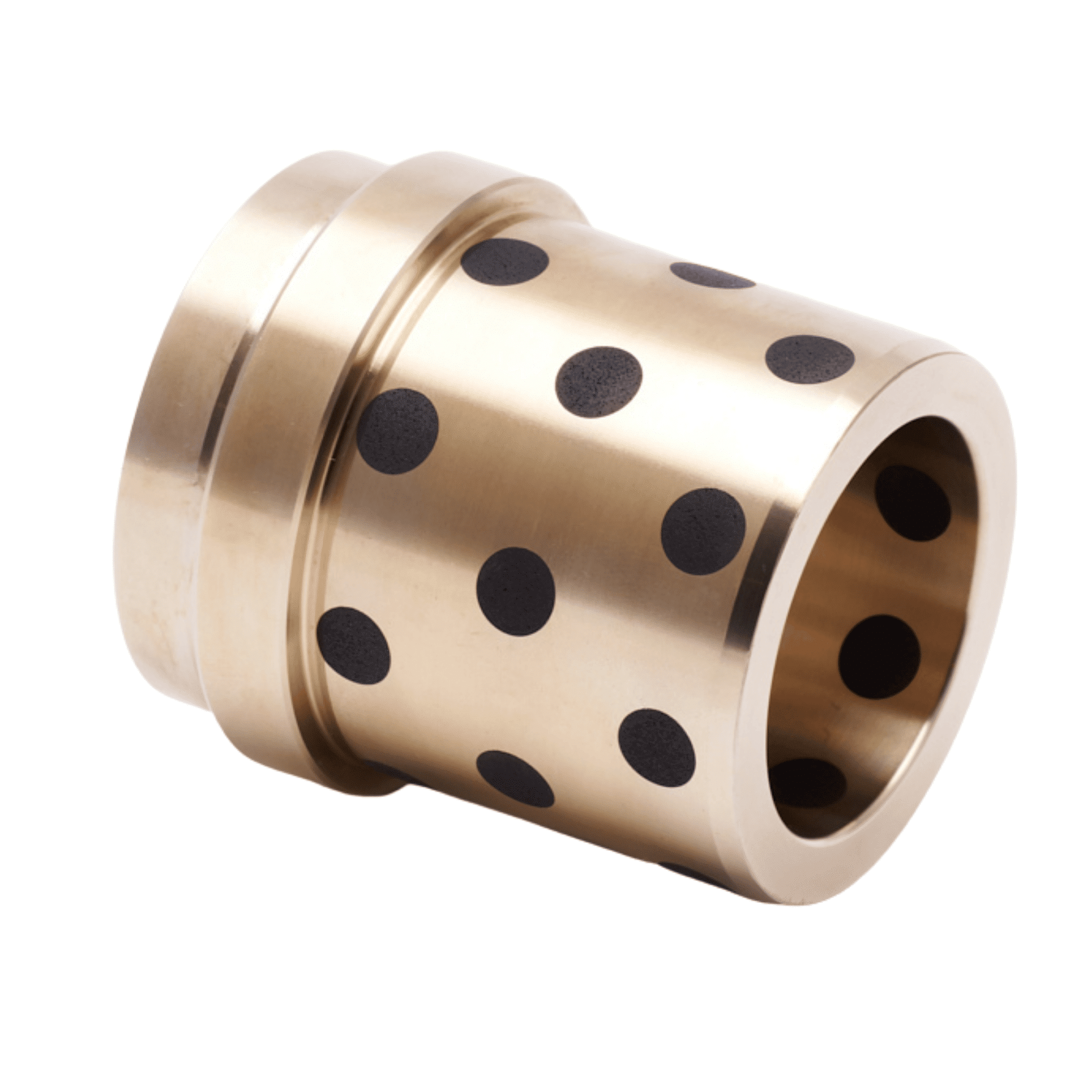 Cast bronze bushings with solid lubricant inserts