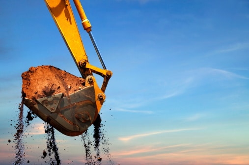 Excavator lifting dirt. backhoe picture id513140569