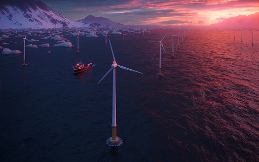 rendering of offshore wind turbines plant picture id1295852563
