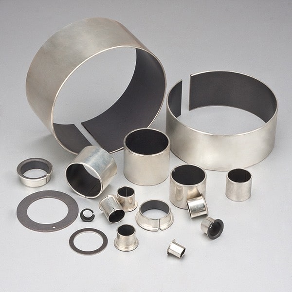 Cylindrical bushing PTFE Thermoplastic based according to ISO 3547 three layer composite material.