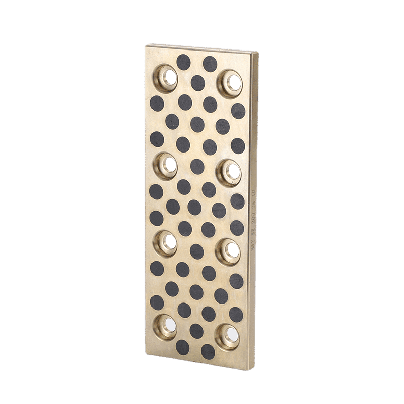 oilless bronze wear plate4 Graphite-impregnated bronze self-lubricating flat plate with countersunk holes.